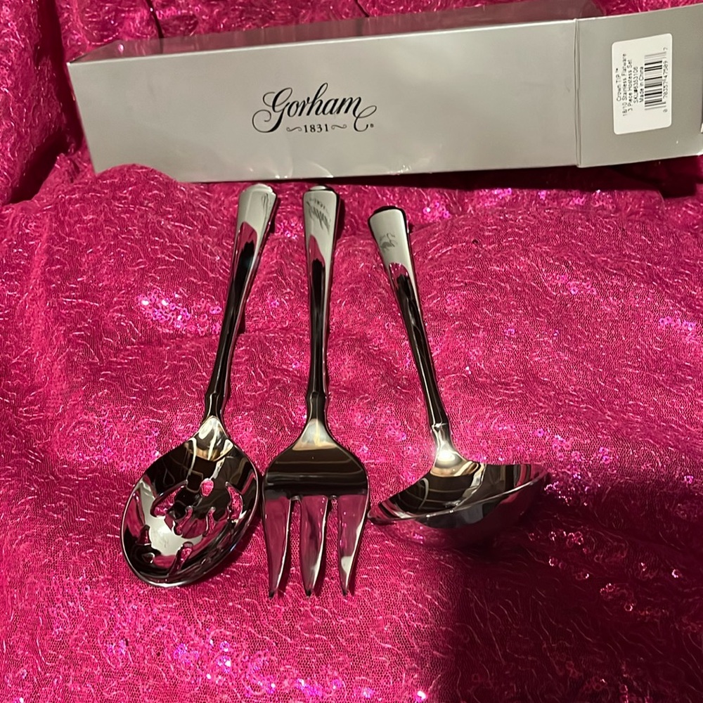 Gorham Crown Tip Serving Set Stainless 3 pc hostess set
